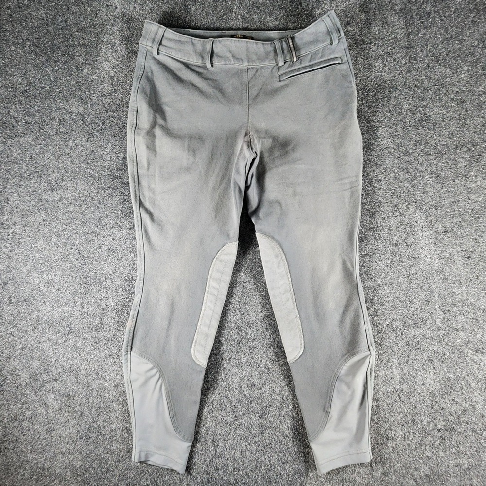 Noble Outfitters Signature Breech Grey Side Zip Equestrian Riding Pants US 34R